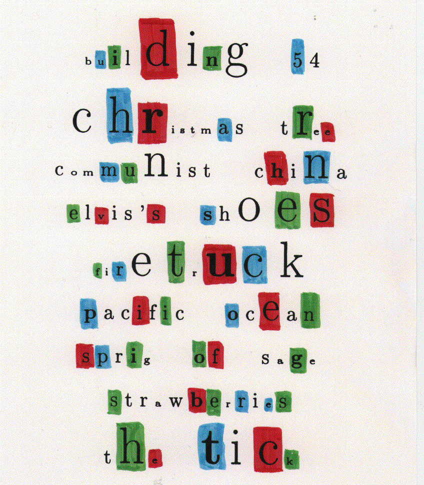 Image of
      words with their letters in various sizes and shaded with various
      colors
